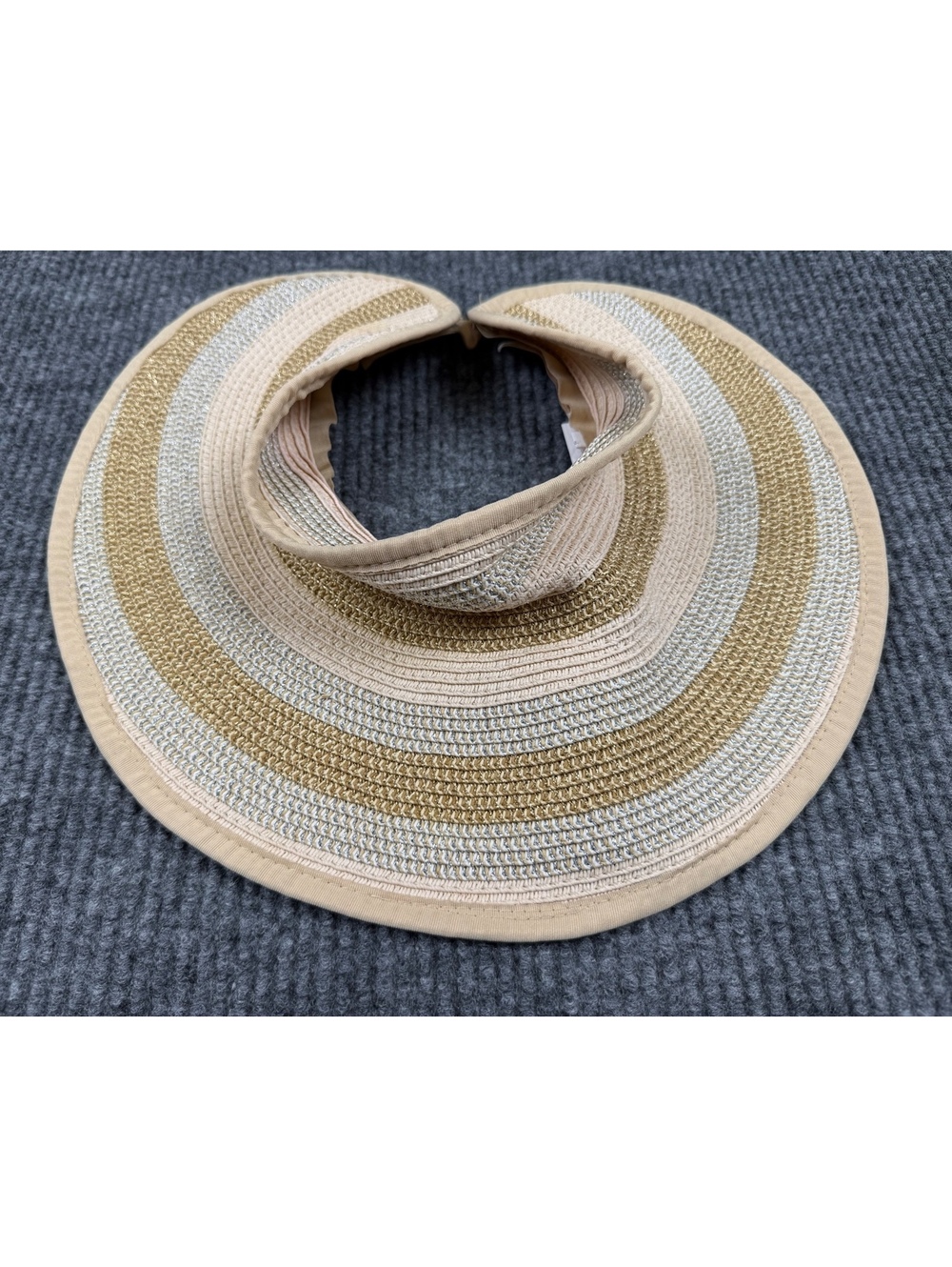 Cappelli Straworld Foldable Roll Up Sun Visor Hat Beige Gold One Size